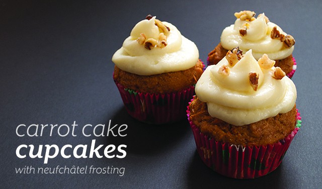 Carrot Cake Cupcakes with Neufchatel Frosting