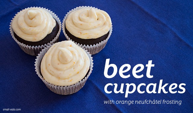 Beet Cupcakes with Orange Neufchatel Frosting from small-eats.com
