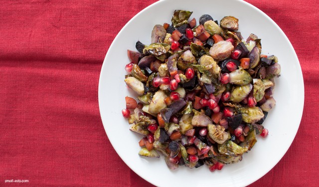 Roasted Ginger Honey Carrots & Brussels with Pomegranates from small-eats.com