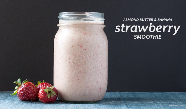 Almond Butter and Banana Strawberry Smoothie from small-eats.com