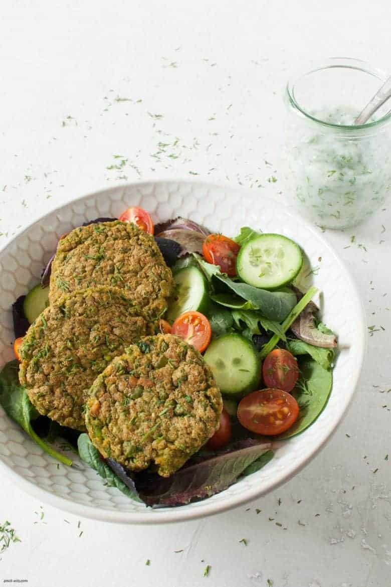 Enjoy a spring-y, green and baked take on a falafel. | Baked Green Pea Falafel from small-eats.com 