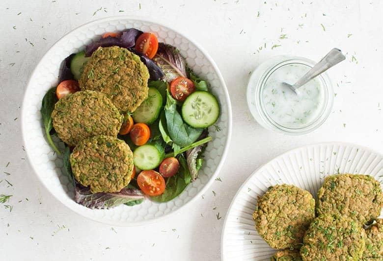 Enjoy a spring-y, green and baked take on a falafel. | Baked Green Pea Falafel from small-eats.com