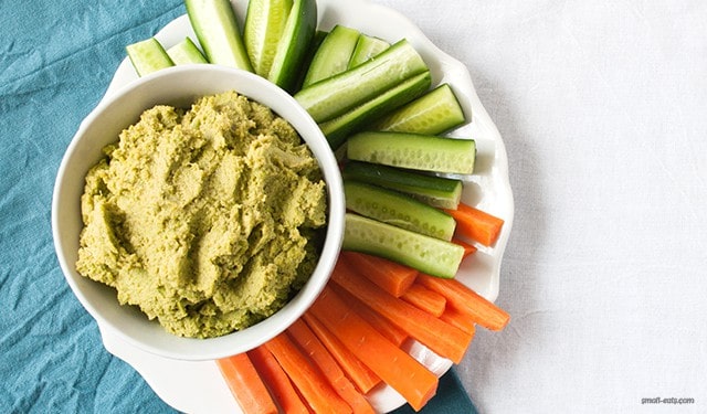 A refreshing green dip with 3 vegetables perfect for snacking or entertaining.