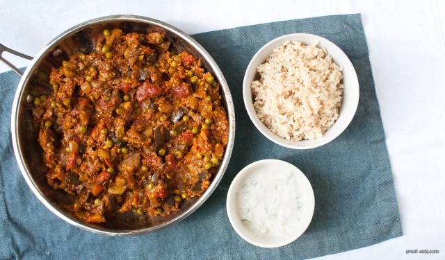 A spicy, vegetarian eggplant dish with an Indian twist perfect for any lunch or dinner.