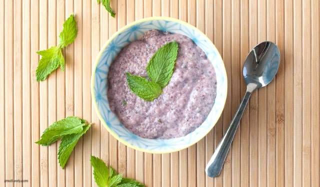 A strawberry and mint chia pudding perfect for dessert, breakfast, or a snack.