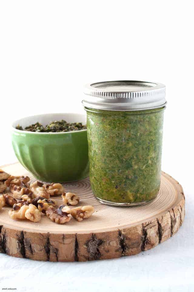 A different take on pesto using Swiss chard and walnuts.