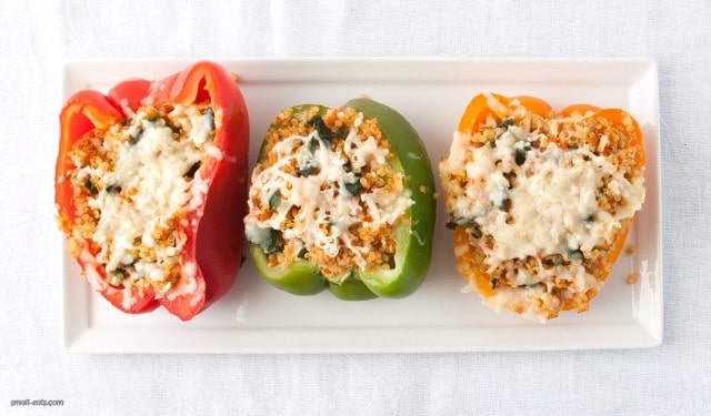 Make a big batch of these Quinoa Stuffed Bell Peppers with Kerrygold cheddar to cover meals during a busy week.