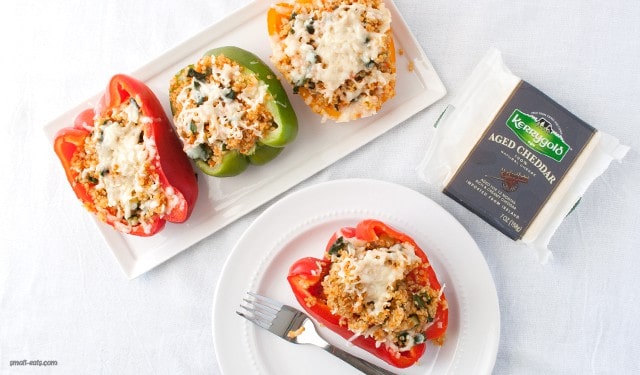 Make a big batch of these Quinoa Stuffed Bell Peppers with Kerrygold cheddar to cover meals during a busy week.