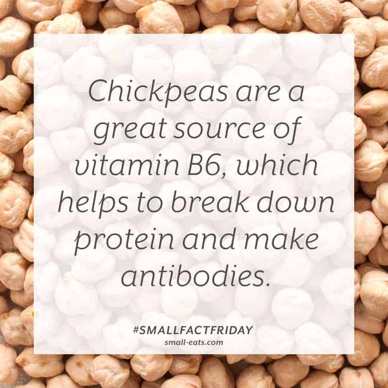 Chickpeas are a great source of vitamin B6, which helps to break down protein and make antibodies. #smallfactfriday