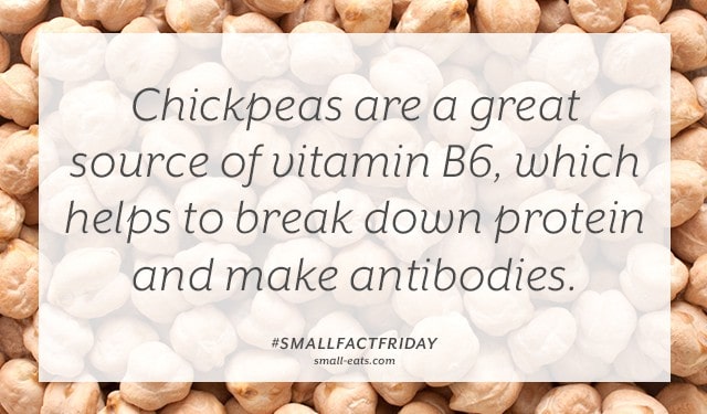 Chickpeas are a great source of vitamin B6, which helps to break down protein and make antibodies. #smallfactfriday