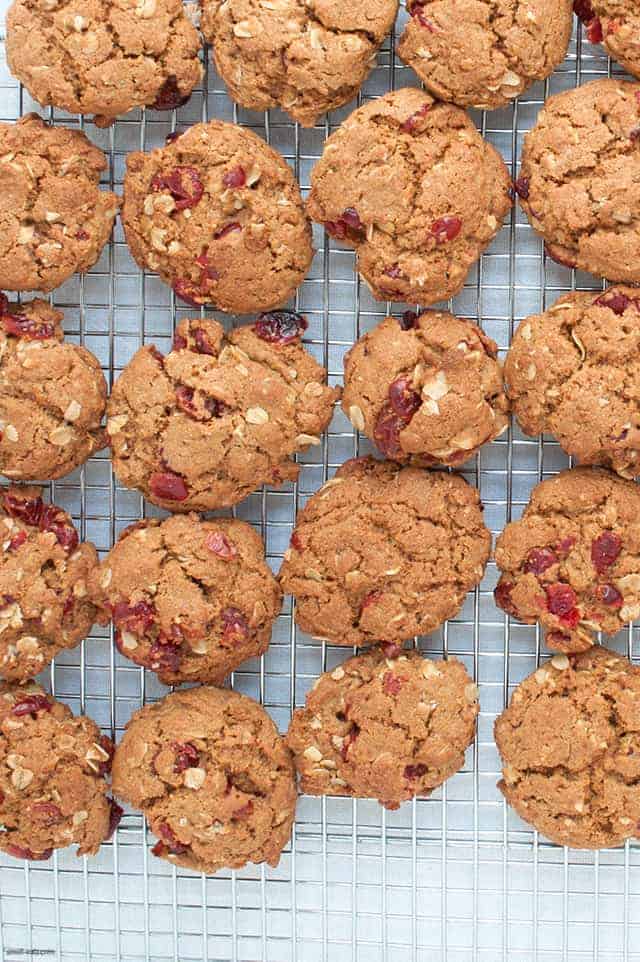 A wholesome and hearty oatmeal cookie with a touch of sweetness from dried cranberries.