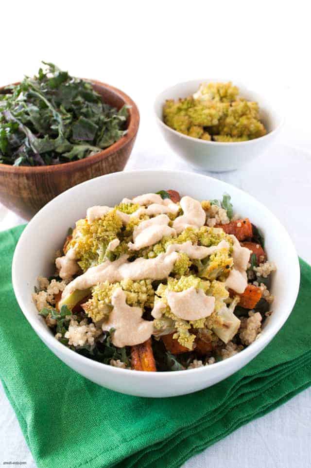 Roasted Romanesco Kale Quinoa Salad with Lemon Tahini Dressing – small eats