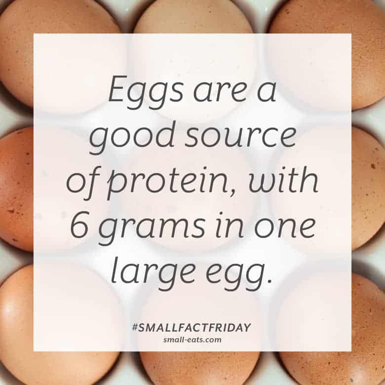 Eggs are a good source of protein, with 6 grams in one large egg. #smallfactfriday