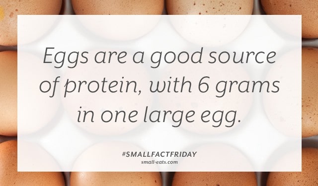 Eggs are a good source of protein, with 6 grams in one large egg. #smallfactfriday