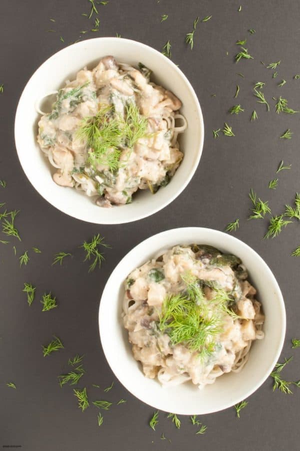 Roasted Eggplant and Mushrooms with Spinach small eats