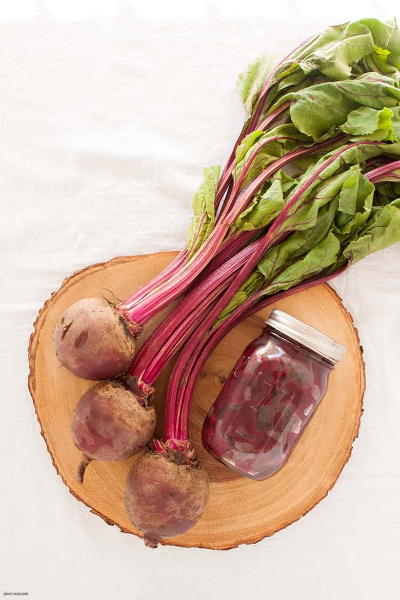 An easy pickled beet recipe that makes one for yourself and to gift to a friend. | Pickled Roasted Beets from small-eats.com