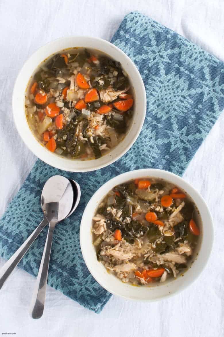 Let your slow cooker do the work for your next batch of comforting and veggie-packed chicken soup. | Slow Cooker Chicken Soup with Rice from small-eats.com