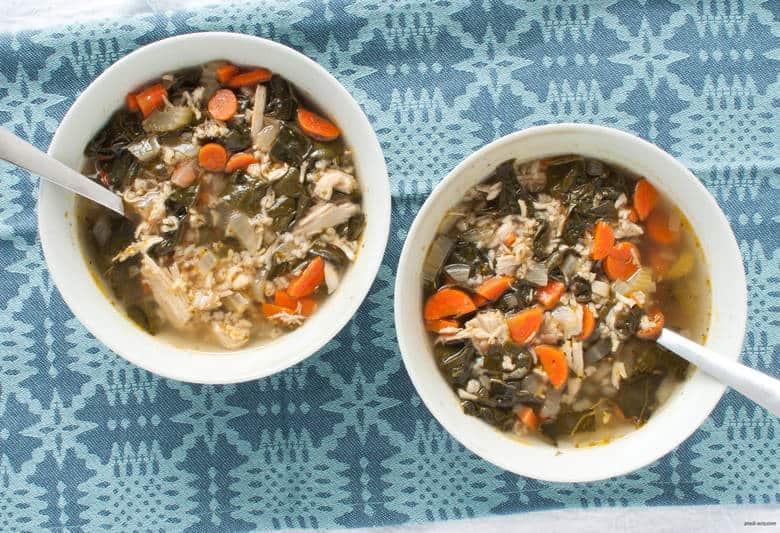 Let your slow cooker do the work for your next batch of comforting and veggie-packed chicken soup. | Slow Cooker Chicken Soup with Rice from small-eats.com 