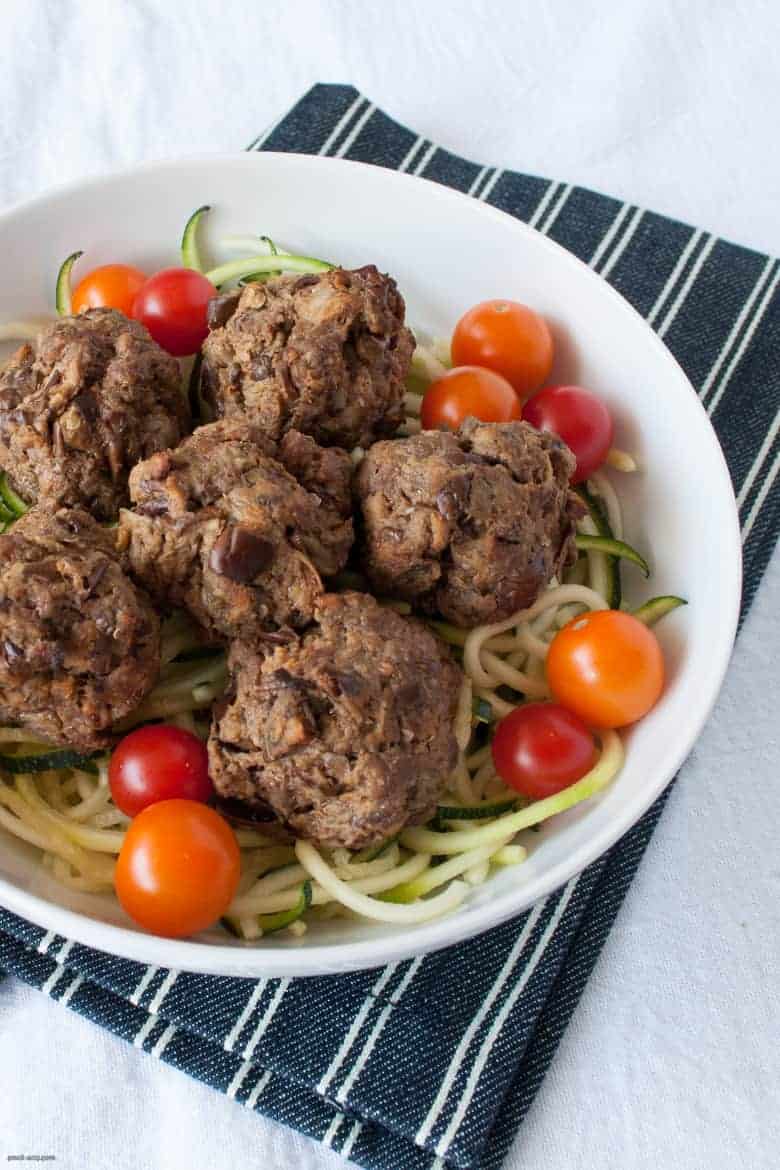 Beef up your meatball with roasted eggplant. | Paleo Eggplant Meatballs from small-eats.com