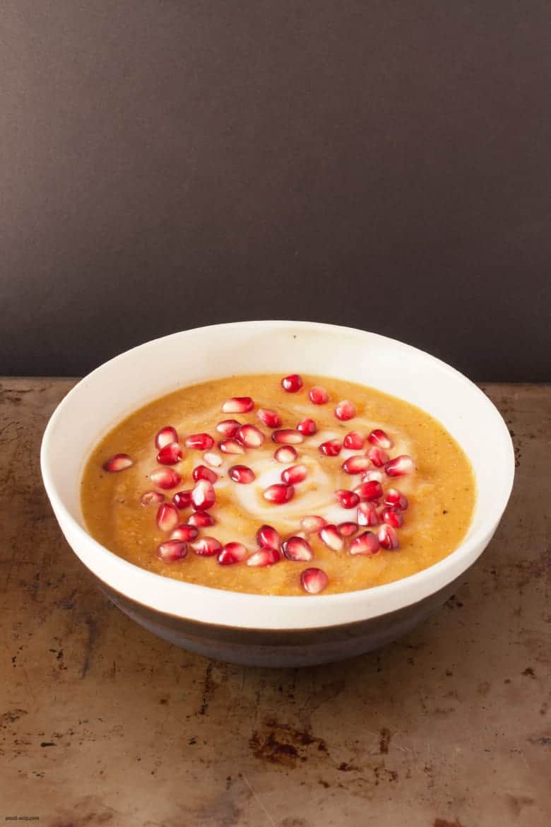 Combine fall flavors into one filling savory, slightly sweet soup. | Roasted Squash and Cauliflower Soup from small-eats.com