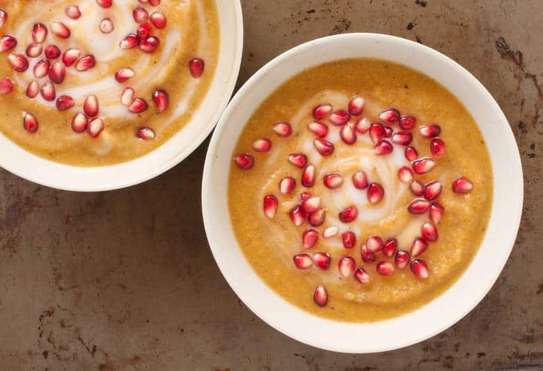 Combine fall flavors into one filling savory, slightly sweet soup. | Roasted Squash and Cauliflower Soup from small-eats.com