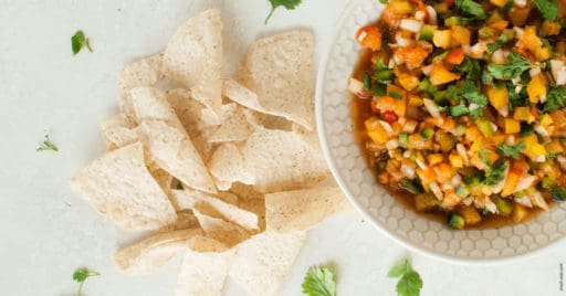 A bright, summery way to add a crunch to your meal and more veggies to your plate with a simple twist on a pico de gallo. | Bell Pepper Pico de Gallo from small-eats.com